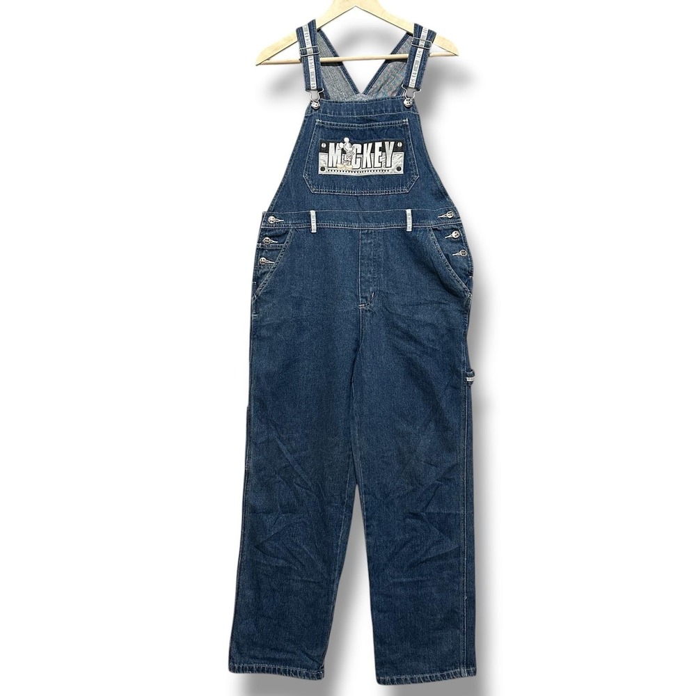 Vintage Disney Catalog Mickey Mouse Denim Overalls M Blue Cotton Carpenter 90s